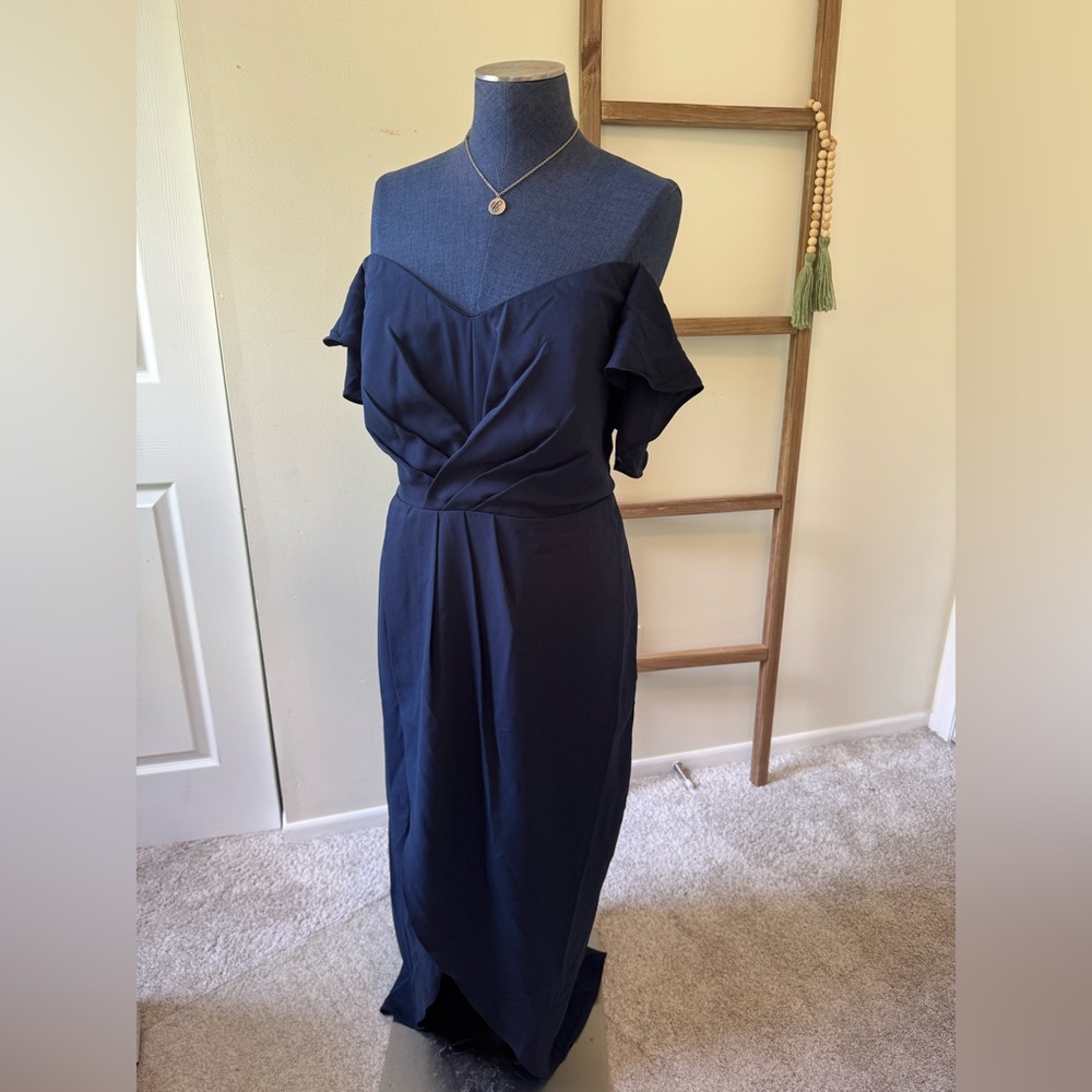 City Chic Navy Blue Aflutter Maxi Dress Size 16 - Picture 3 of 7